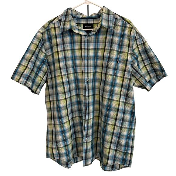 Marmot Other - Marmot Men's Blue and Green Plaid Button Up Light Weight Short Sleeve Shirt XL
